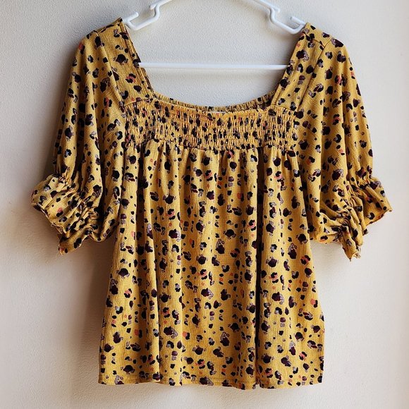 MELLODAY Gold/Black Peasant Blouse Size Small - Picture 8 of 16